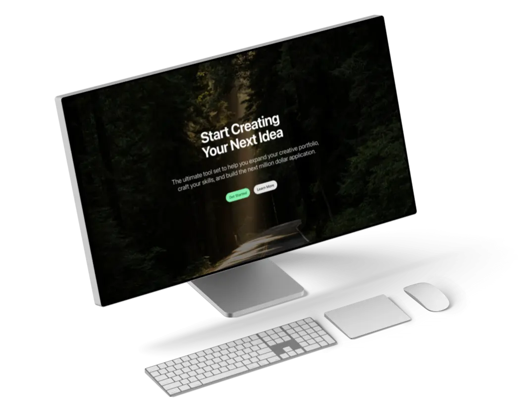 desktop with a website template