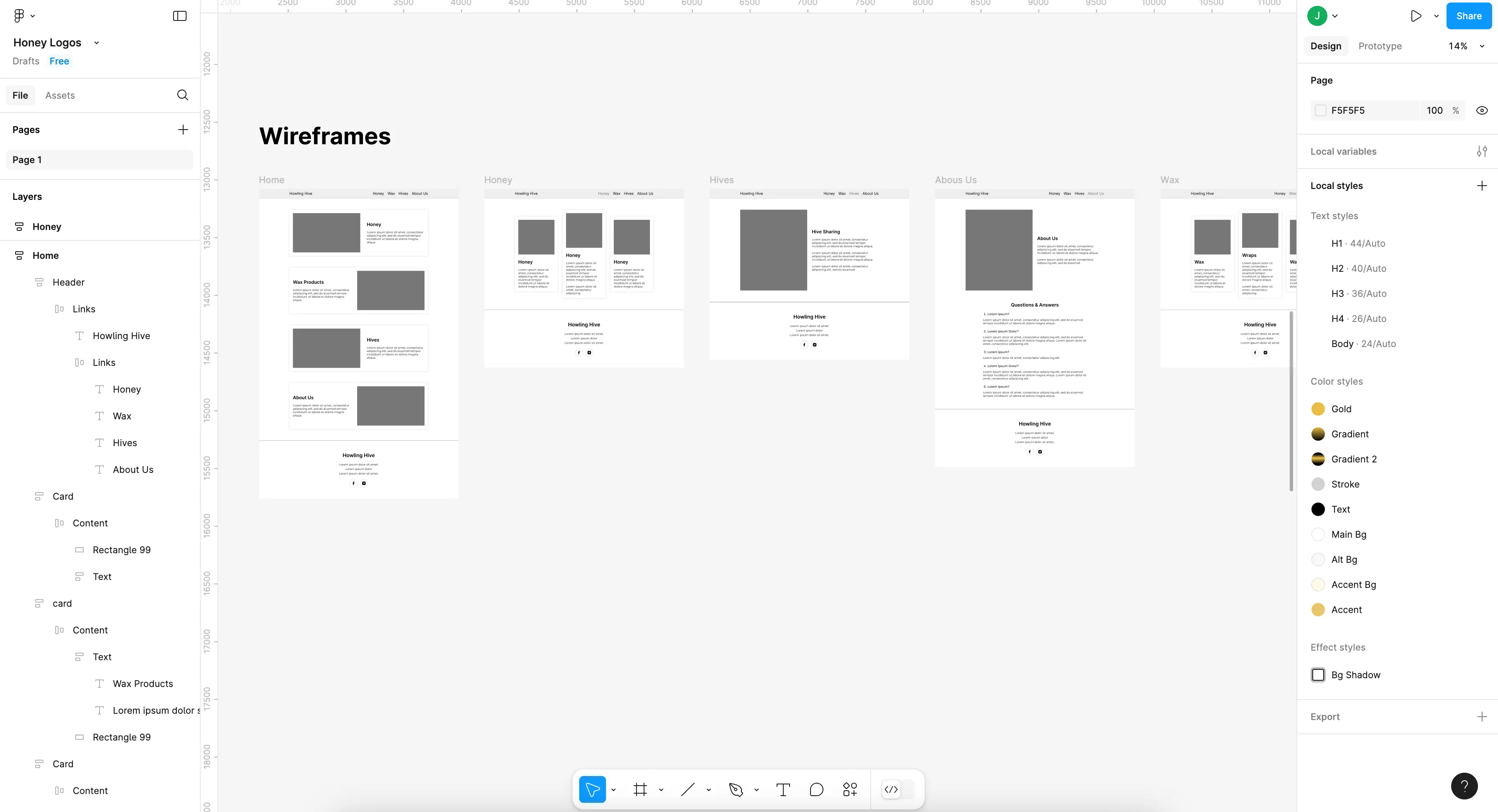 grayscale process wireframes