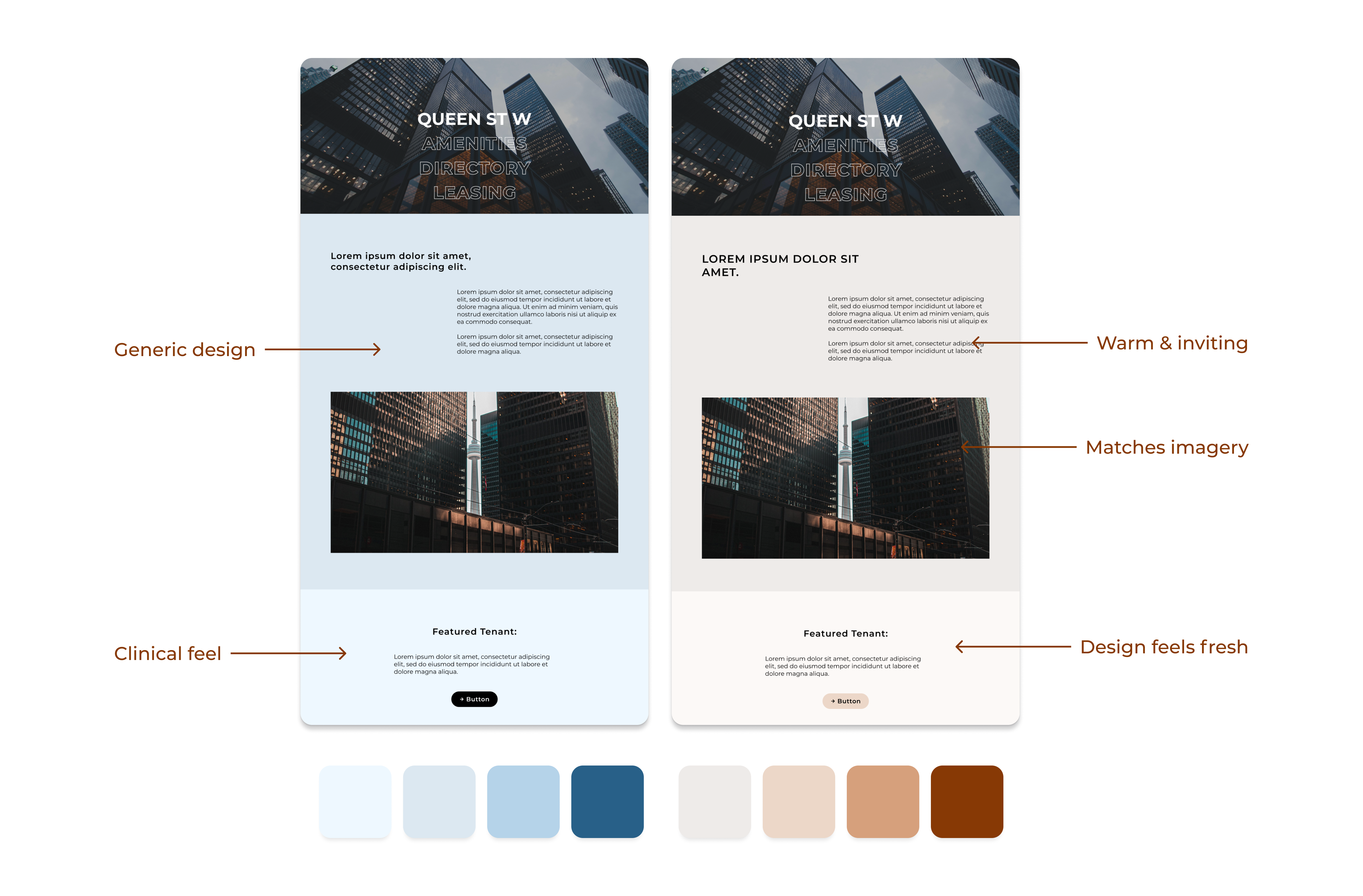 mockups of page layouts
