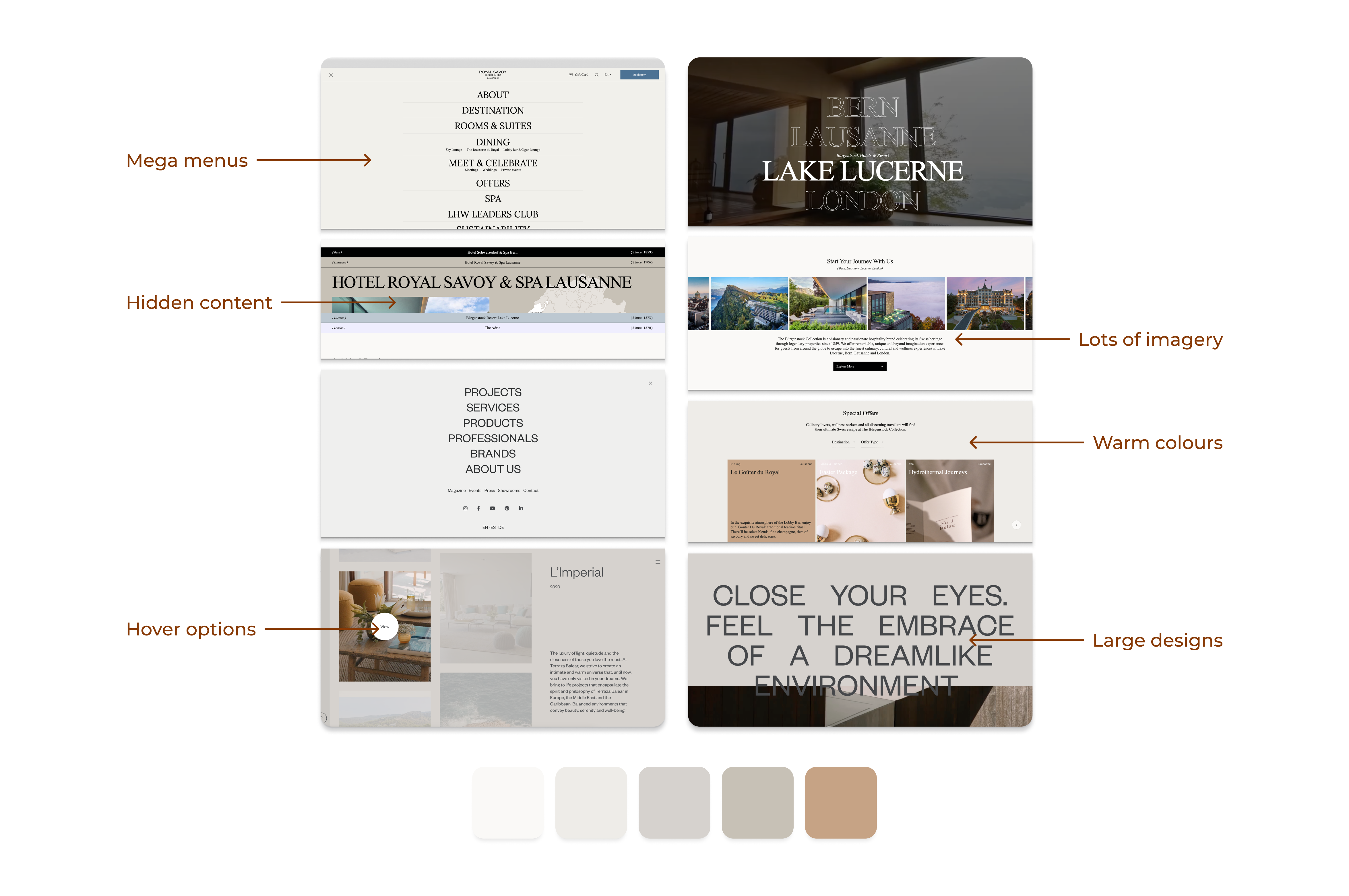mockups of page layouts