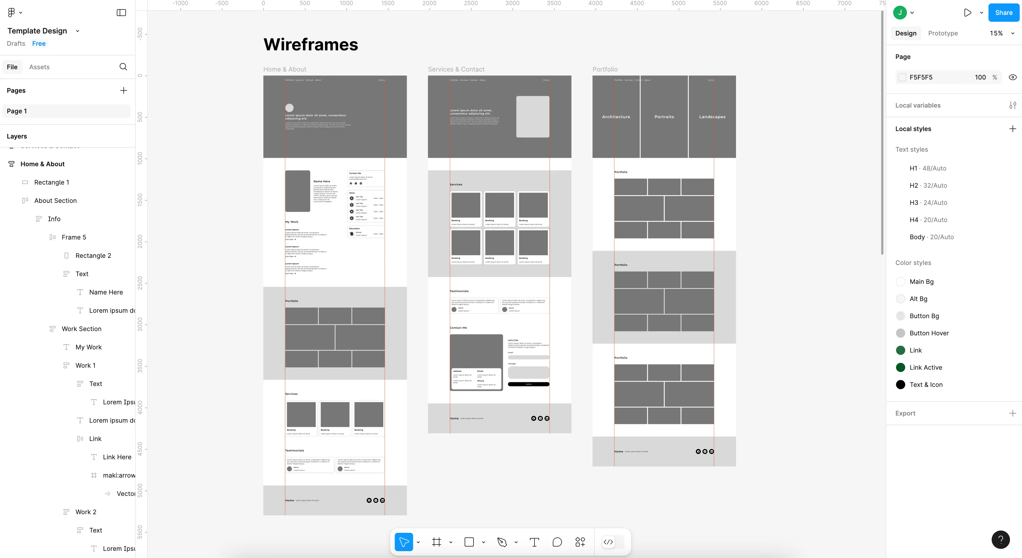 grey scale wireframes
