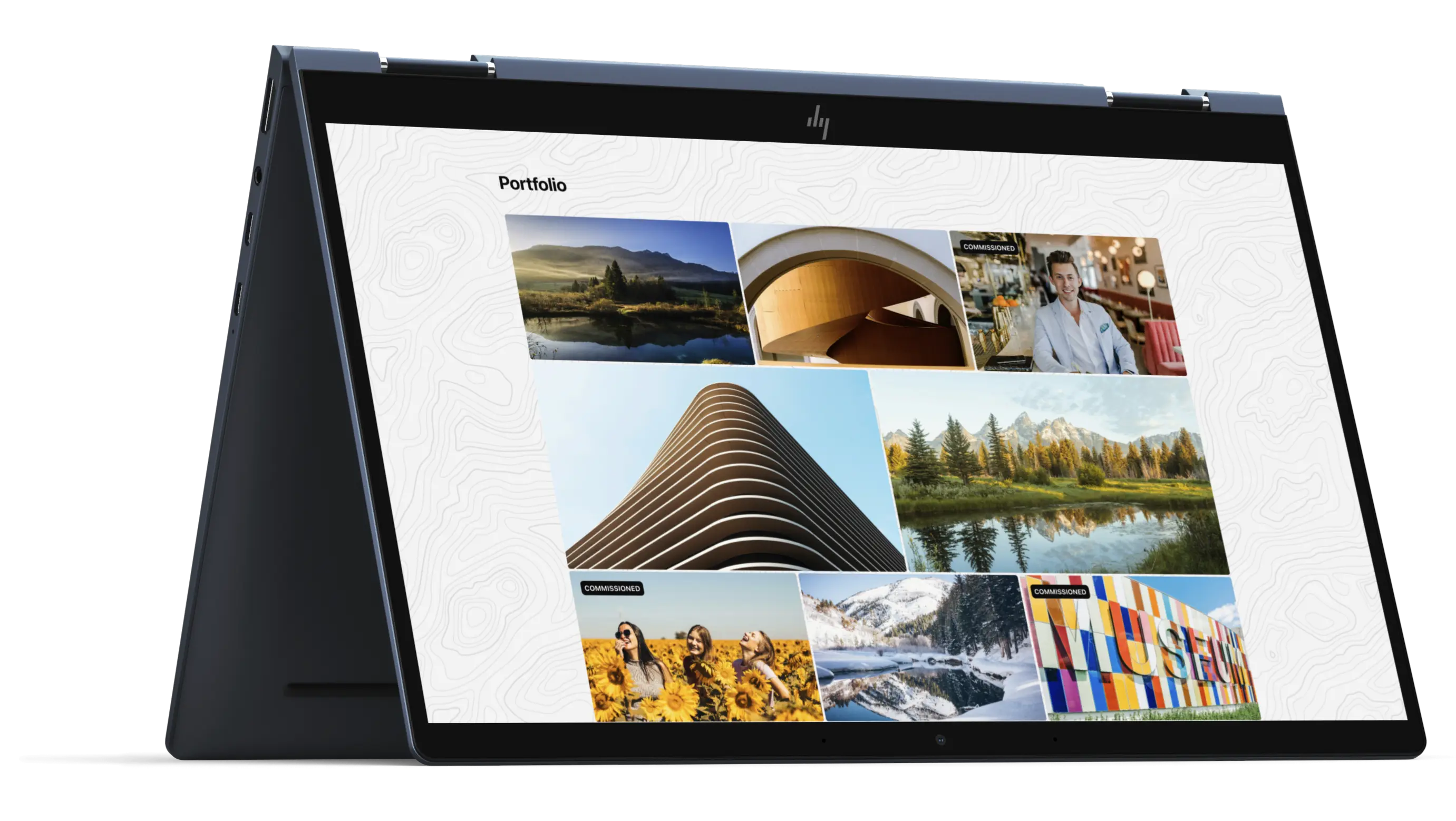 website homepage on a tablet